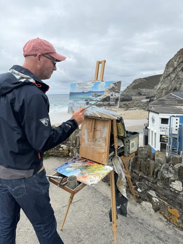 Tony Parsons Plein Air Oil Painting in St Agnes